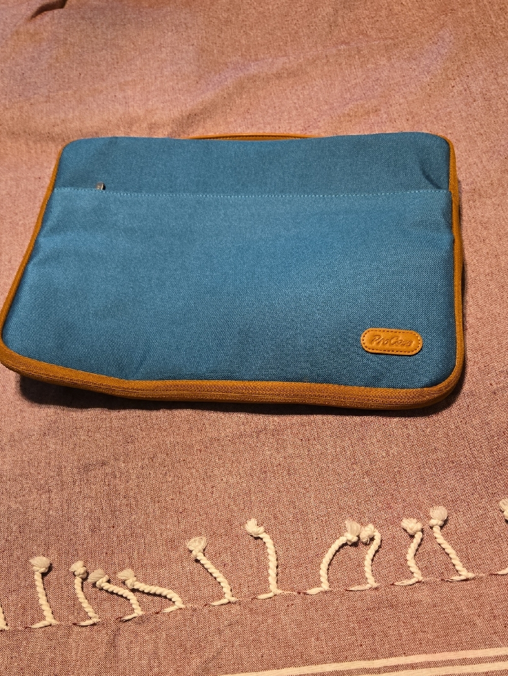 Pro CASE Blue Laptop Sleeve with Tan Trim - Protective Home Office Case